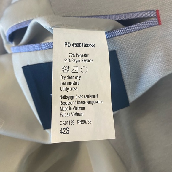 Tommy Hilfiger Modern-Fit Solid Textured Knit Sport Coat Mens 42S Light Grey - Picture 9 of 9